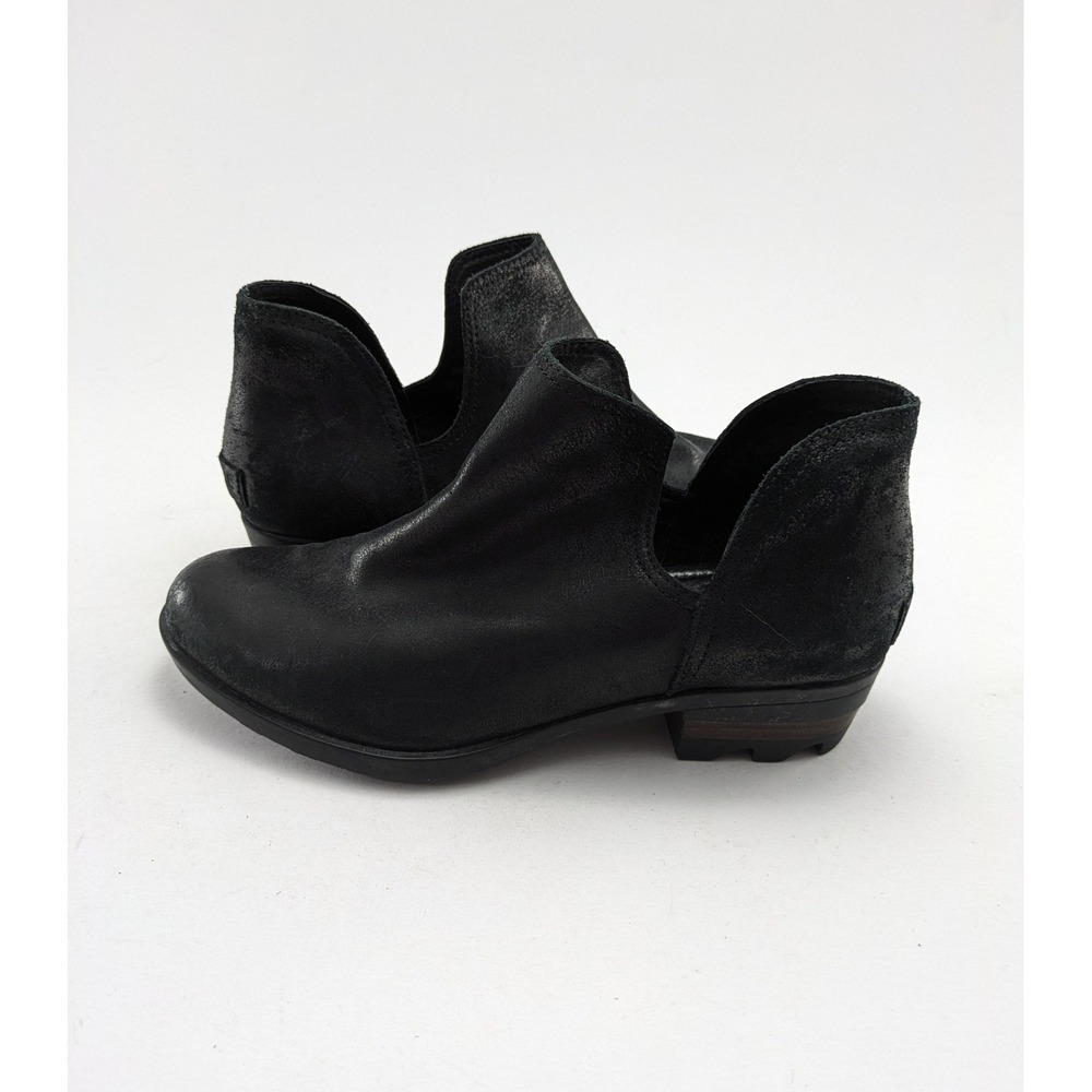 Womens Sorel Lolla II Cutout Black Leather Ankle Boots NL3780-010 Size 8